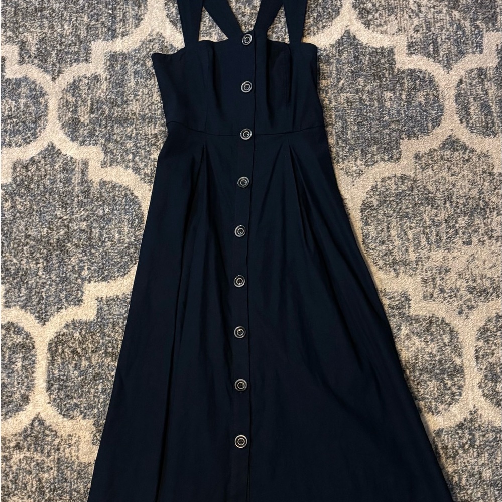 Maeve Navy Blue Buttoned Sundress Casual